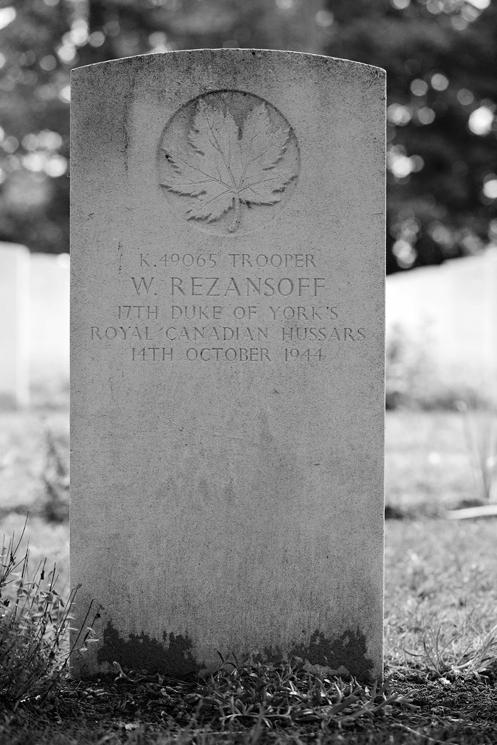 REZANSOFF, WILLIAM - 17th Duke of York's Royal Canadian Hussars, R.C.A.C.