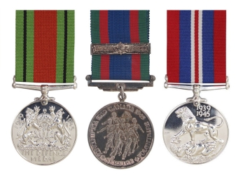 Defence Medal, Canadian Service Volunteer Medal (with Clasp), 1939-45 War Medal