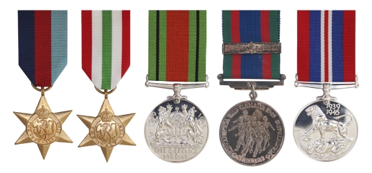 1939-45 Star, Italy Star, Defence Medal, Canadian Service Volunteer Medal (with Clasp), 1939-45 War Medal