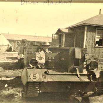 William Ian MacKay in 1941 in a Bren Carrier