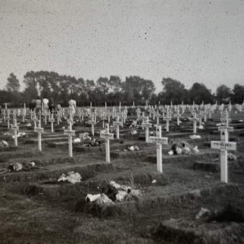 The cemetery with it's temporary crosses