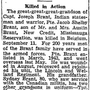 News clipping J.S. Brant