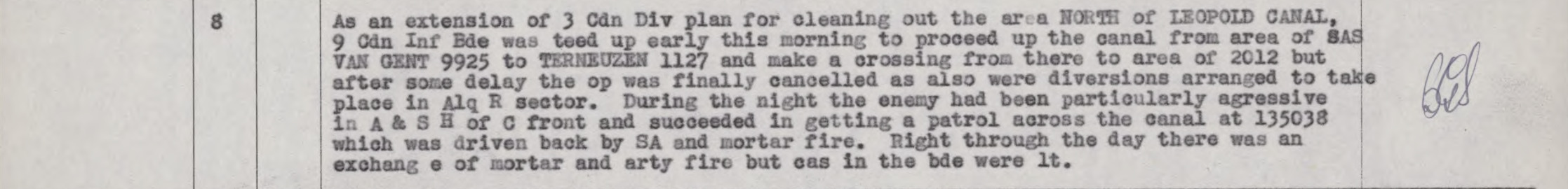 War Diary 10 Canadian Infantry Brigade October 8, 1944