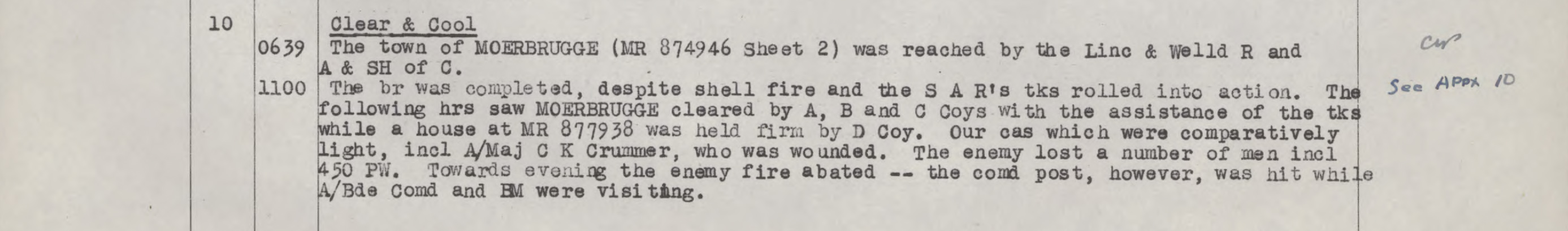 War Diary Lincoln and Welland Regiment September 10, 1944